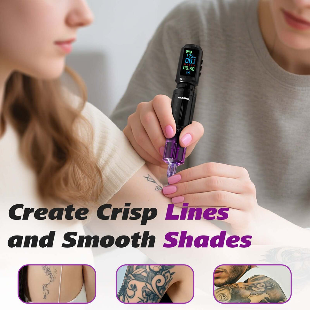 Neebol Wireless Tattoo Kit for Beginners | A10 Rotary Tattoo Pen Machine with 67M Power Supply & 20 Cartridge Needles