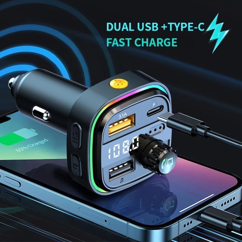 48W Car Bluetooth FM Transmitter & Fast Charger | Finatic Goods