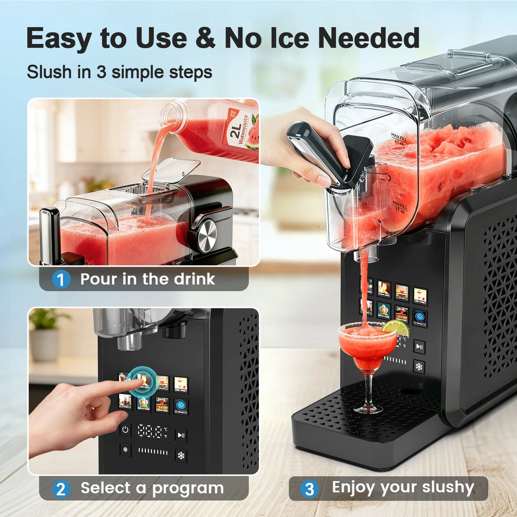 2-in-1 Slushie Machine & 90 oz Frozen Drink Maker with LED Display and Auto-Clean