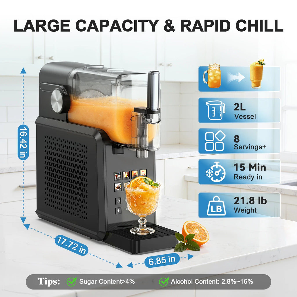 2-in-1 Slushie Machine & 90 oz Frozen Drink Maker with LED Display and Auto-Clean