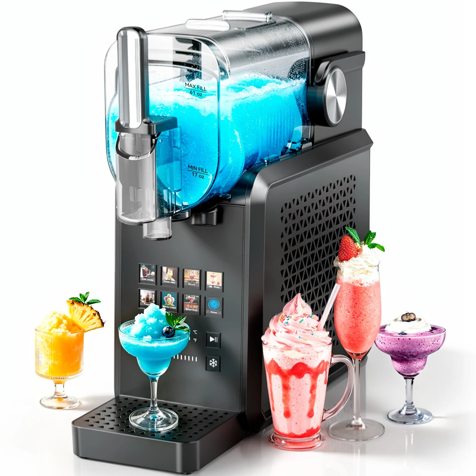 2-in-1 Slushie Machine & 90 oz Frozen Drink Maker with LED Display and Auto-Clean