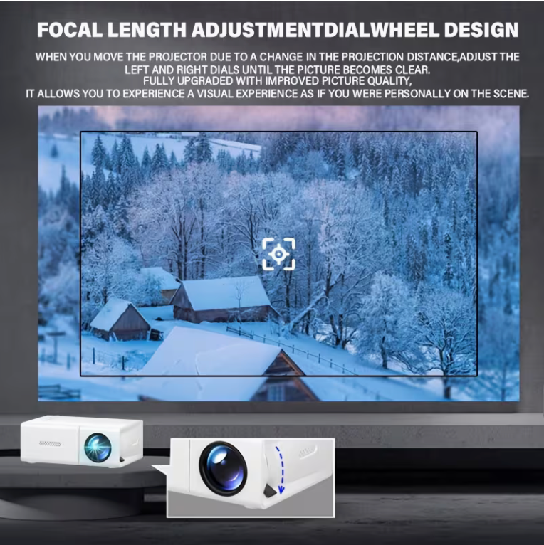 Portable 1080P Mini Projector – HDMI, USB & Smartphone Compatible, Home Theater Movie Projector