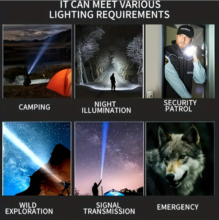 Rechargeable Tactical LED Flashlight with COB Light & Magnet