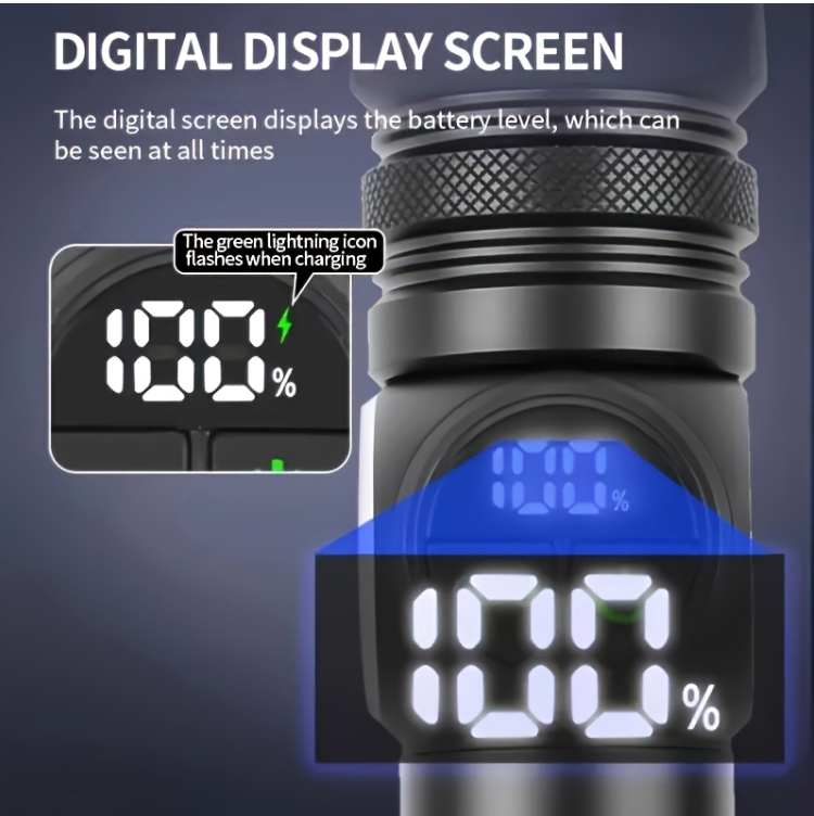 Rechargeable Tactical LED Flashlight with COB Light & Magnet
