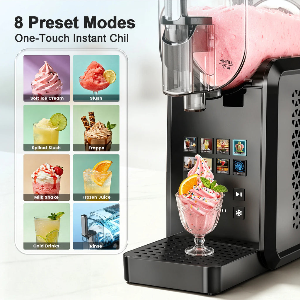 2-in-1 Slushie Machine & 90 oz Frozen Drink Maker with LED Display and Auto-Clean