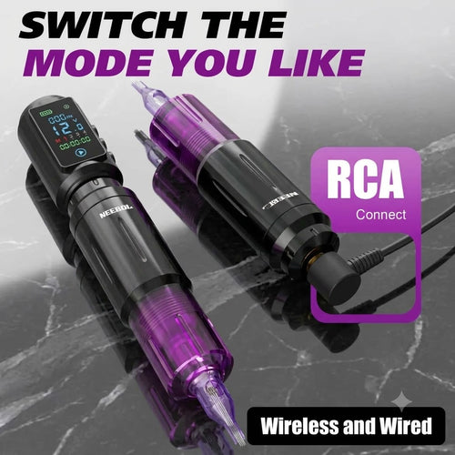 Neebol Wireless Tattoo Kit for Beginners | A10 Rotary Tattoo Pen Machine with 67M Power Supply & 20 Cartridge Needles
