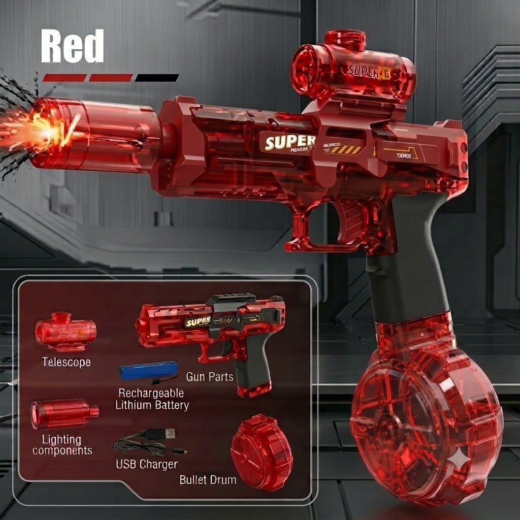 AutoBlast LED Electric Water Pistol  – High Capacity Automatic Slide Rechargeable Squirt Gun